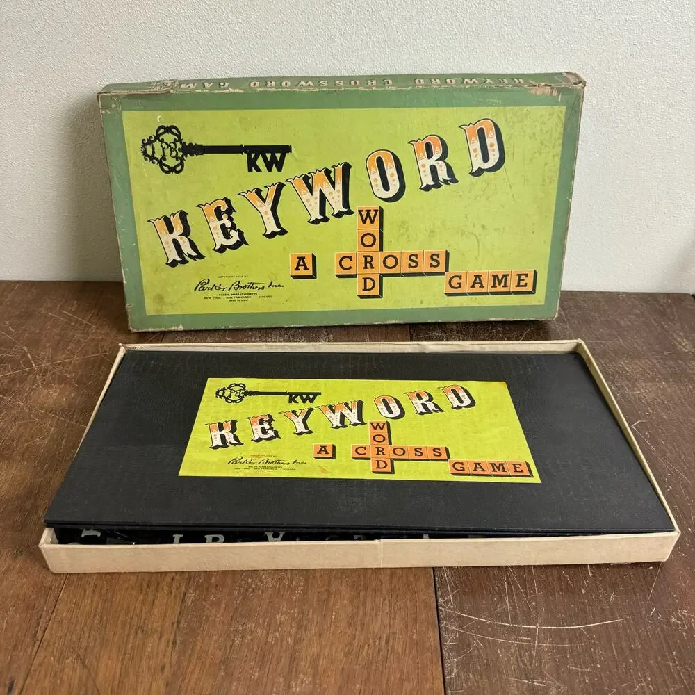 Vintage 1953 Parker Brothers Inc Keyword A Cross‎ Word Game - Incomplete
